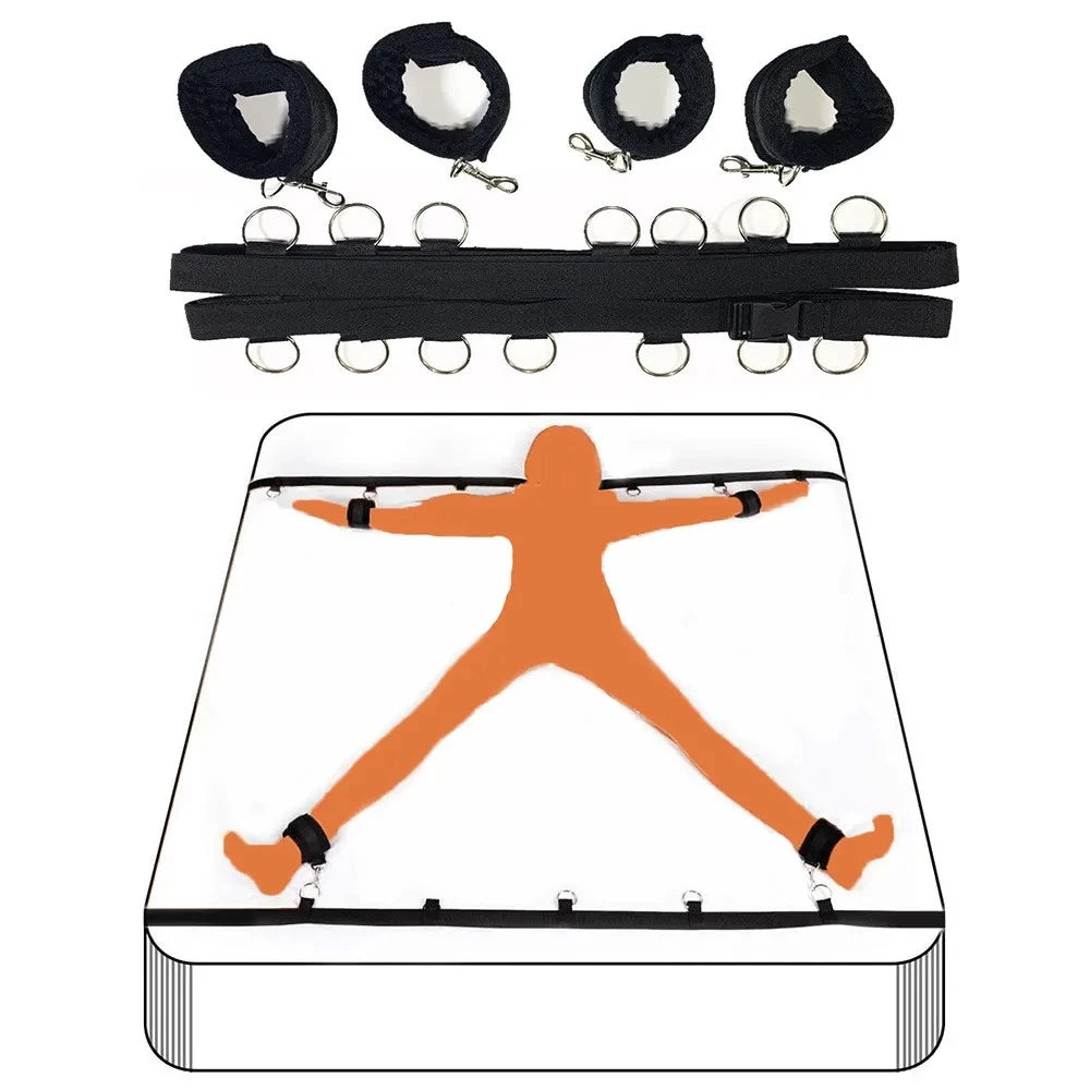 Juegos de bondage para cama BDSM, juguetes eróticos para mujeres y parejas, esposas para piernas abiertas, esposas para tobillos, juguetes y accesorios de sujeción.