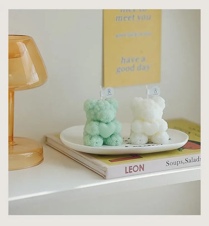 Cute Rose Bear Candle Romantic Cute Soy Wax Aromatherapy Small Scented Relaxing Birthday Wedding Party Gift Home Decor