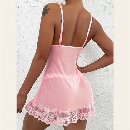 Lencería sexy para mujer, vestido transparente, vestido sin entrepierna, disfraz erótico femenino, conjunto de ropa interior sexy con escote en V profundo, camisón