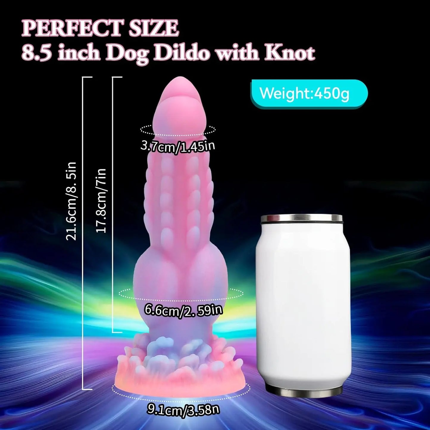 Realistischer Hundedildo, 21,6 cm, Fantasy-Monsterdildos, leuchtendes Silikon, dicker rosa Dildo, Analspielzeug mit Saugnapf für Frauen und Männer
