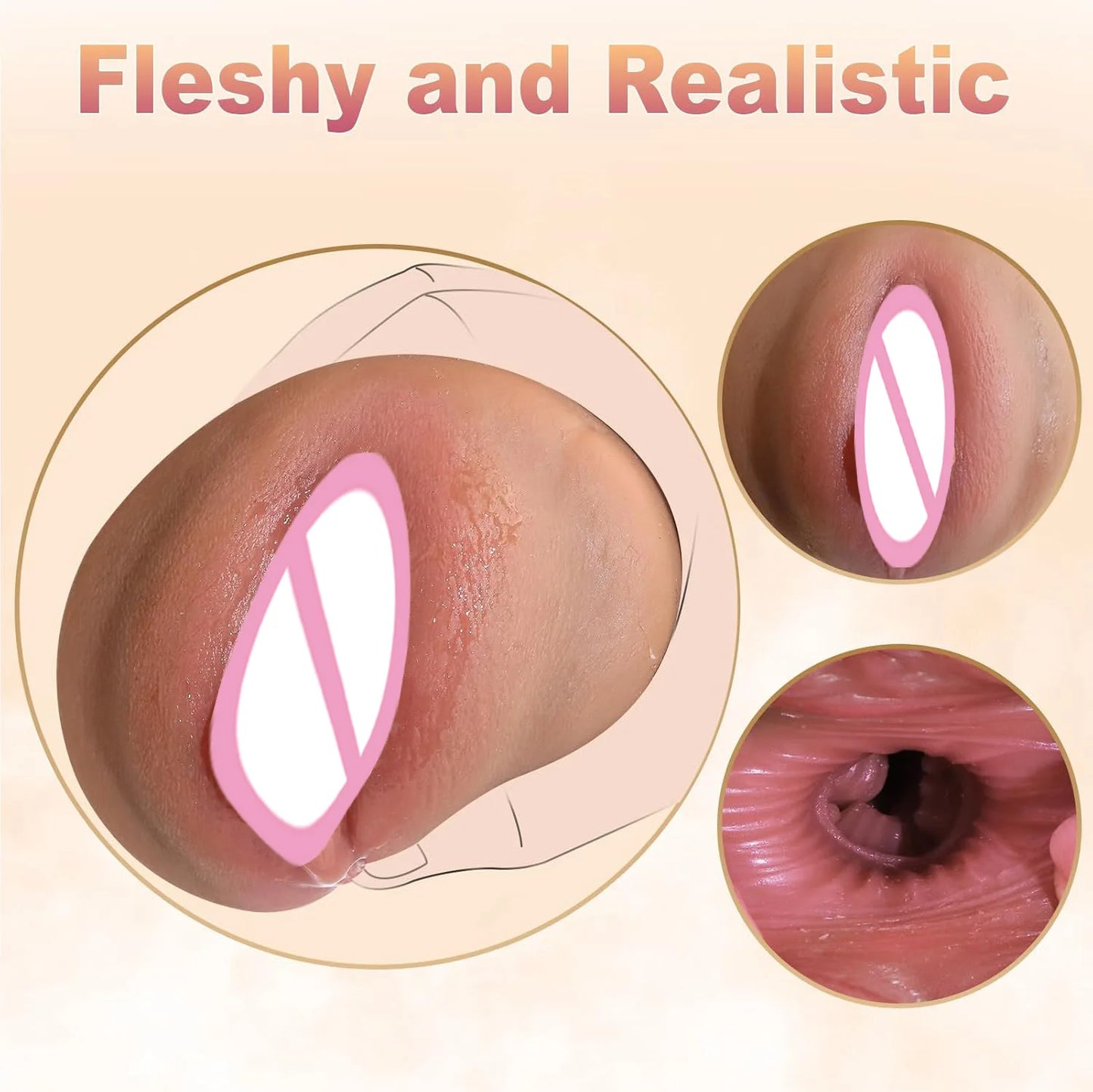 Männlicher Masturbator Cup Sexspielzeug für Männer Realistischer Taschenmuschi-Vibrator Erwachsenenbedarf Lebensechte Vagina-Textur Penis-Stimulator