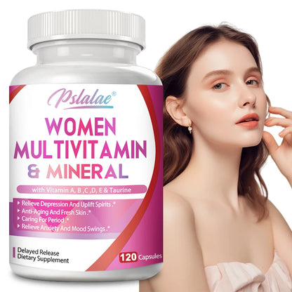 Multivitaminas y minerales para mujeres: mejora los niveles de energía, combate el envejecimiento y promueve la salud del cabello, la piel y las uñas.