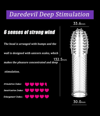 Condón Diente de Lobo Cristalino, Caja Individual, Gran Partícula, Funda para Pene, Anillo Extensor Reutilizable para Pene, Condones Eróticos para Hombres