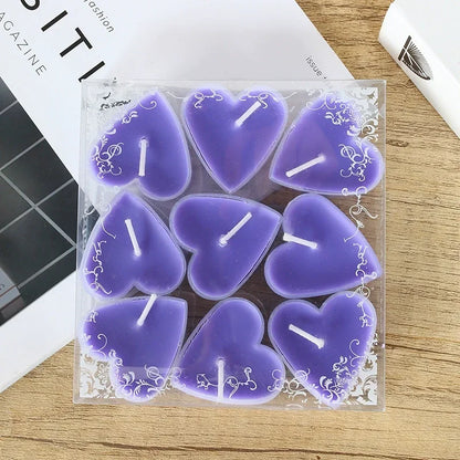 Juego de 9 velas creativas en forma de corazón, velas románticas de cumpleaños, velas para enamorados, velas para cenas de propuesta.