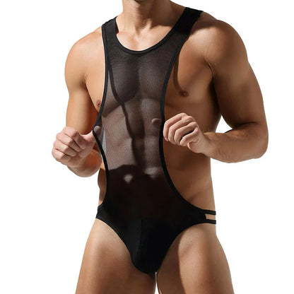 Sexy Männer Unterwäsche T-Back Bodysuit Jumpsuit Stretch Nylon Man Harness Herren Tangas Jockstrap Sissy Tanga Hombre Slip Dessous