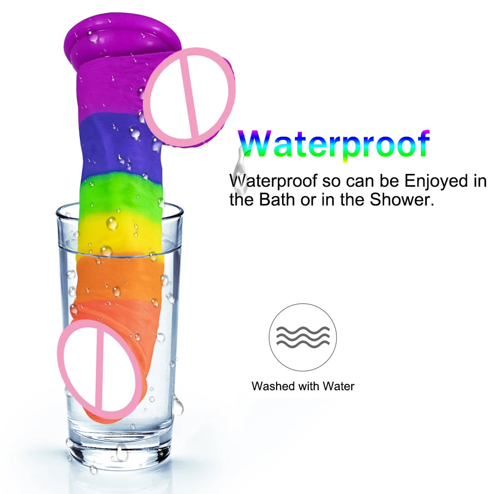 Regenbogen Dildo Penis Sexshop Erwachsene Sex Spielzeug Für Paare Consolador Anal Saugnapf Lesben Dick Strapon Gode Sodomie Jouet Sexuel