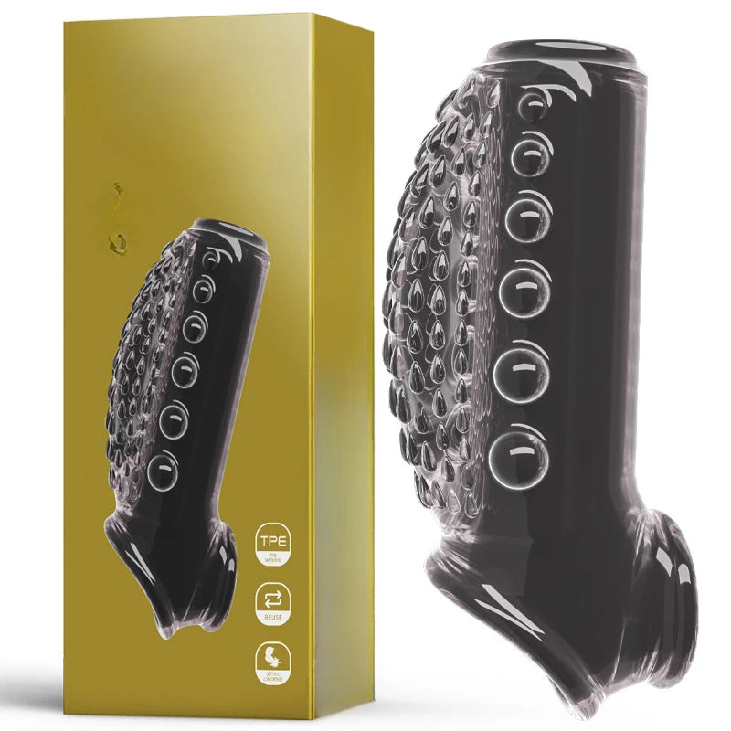 Juguetes sexuales para alargar el pene, extensor de anillo para pene, funda reutilizable, preservativos, productos para adultos, herramienta erótica para parejas.