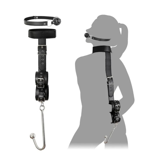 SM Anal Hook Backhand Binding Apertural Plug Porn Metal Bondage Rear Butt Plug Erotic HandCuffs Mouth Gag Adult Sex Toy
