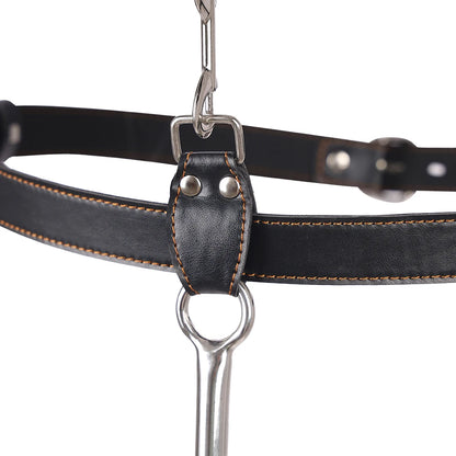 Juego de ganchos anales de cuero BDSM, posición de asistencia sexual, sujeción con gancho de metal, esposas con tapón bucal y cinturón, juguetes sexuales para adultos