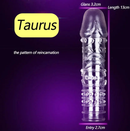 Condón Diente de Lobo Cristalino, Caja Individual, Gran Partícula, Funda para Pene, Anillo Extensor Reutilizable para Pene, Condones Eróticos para Hombres