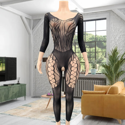 Sexy Dessous Einteiliges Lange Ärmel Damenunterwäsche Rot Transparent Offener Schritt Erotische Bodystrümpfe Für Sex Porno Bodysuits