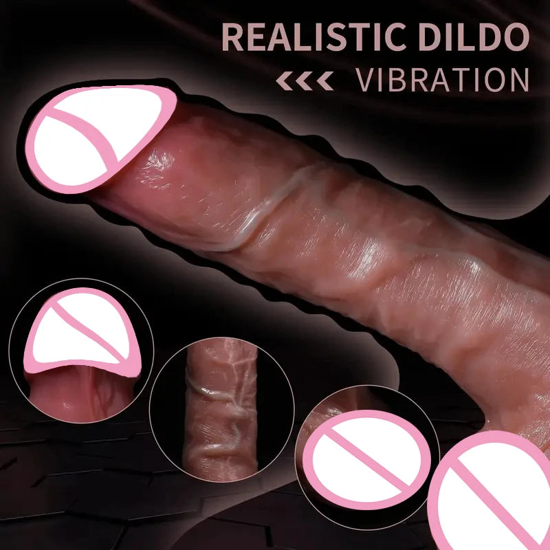 Consolador realista con vibración para mujeres, masturbación, calentamiento, penetración de pene, vibrador anal, consoladores de pene grande para adultos, juguetes sexuales sexys.