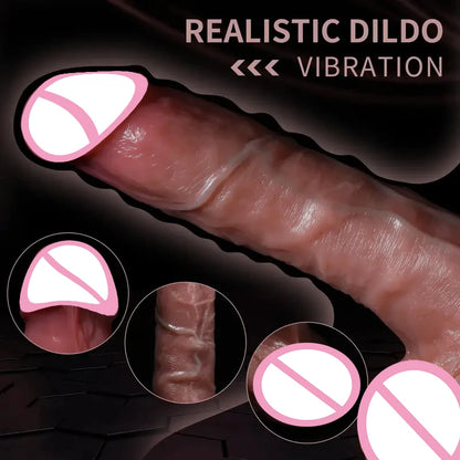 Consolador realista con vibración para mujeres, masturbación, calentamiento, penetración de pene, vibrador anal, consoladores de pene grande para adultos, juguetes sexuales sexys.
