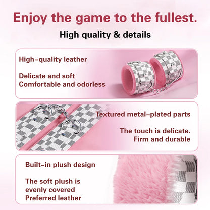 BDSM Bondage Set Restraint Erwachsene Spiel Handschellen Halsband Handgelenk Mundknebel Strap Fetisch SM Sexspielzeug für Frauen Paare Produkt