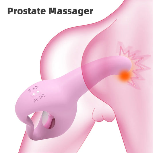 Masajeador de próstata con mango, vibrador para el punto G, juguetes sexuales para hombres, estimulador de masturbación masculina, consolador anal para gays y mariquitas.