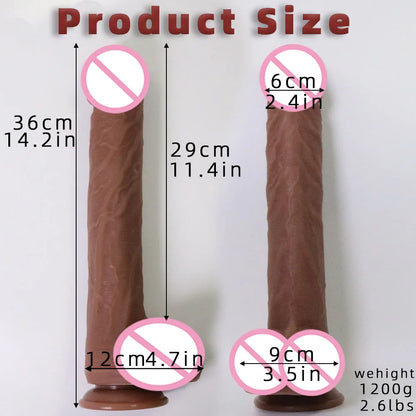 14,2 Zoll Realistisches Dildo-Sexspielzeug, Riesiger Dicker Dildo Wie Haut Mit Leistungsstarkem Saugnapf, Freihändiges, Realistisches Silikon-Sexspielzeug
