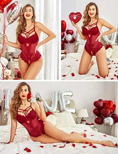 2025 Damenunterwäsche Sexy Damenunterwäsche Ganze Bodys Erotische Dessous Frau Ensemble Lingeries Femmes Erdbeere Vs Neu