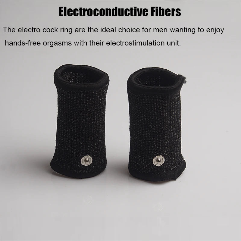 BDSM Elektroschock Leitfähige Faser Penishülle E-Stim Hodensackringe Elektrisches Spiel Penistherapie Vergrößerung Männliche Sexprodukte