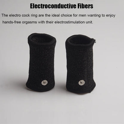 BDSM Elektroschock Leitfähige Faser Penishülle E-Stim Hodensackringe Elektrisches Spiel Penistherapie Vergrößerung Männliche Sexprodukte