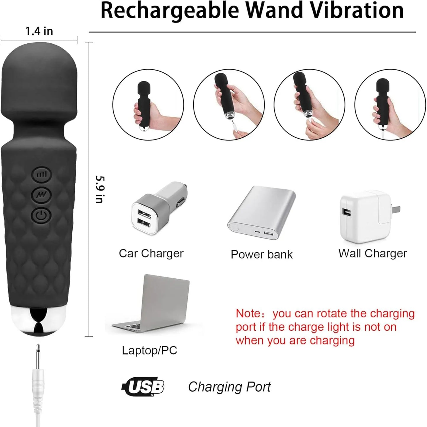 20 Speeds AV Vibrator Powerful Handheld Wand Massager Anal Dildo G spot Clit Stimulator Female Masturbation Sex Toys  for Women