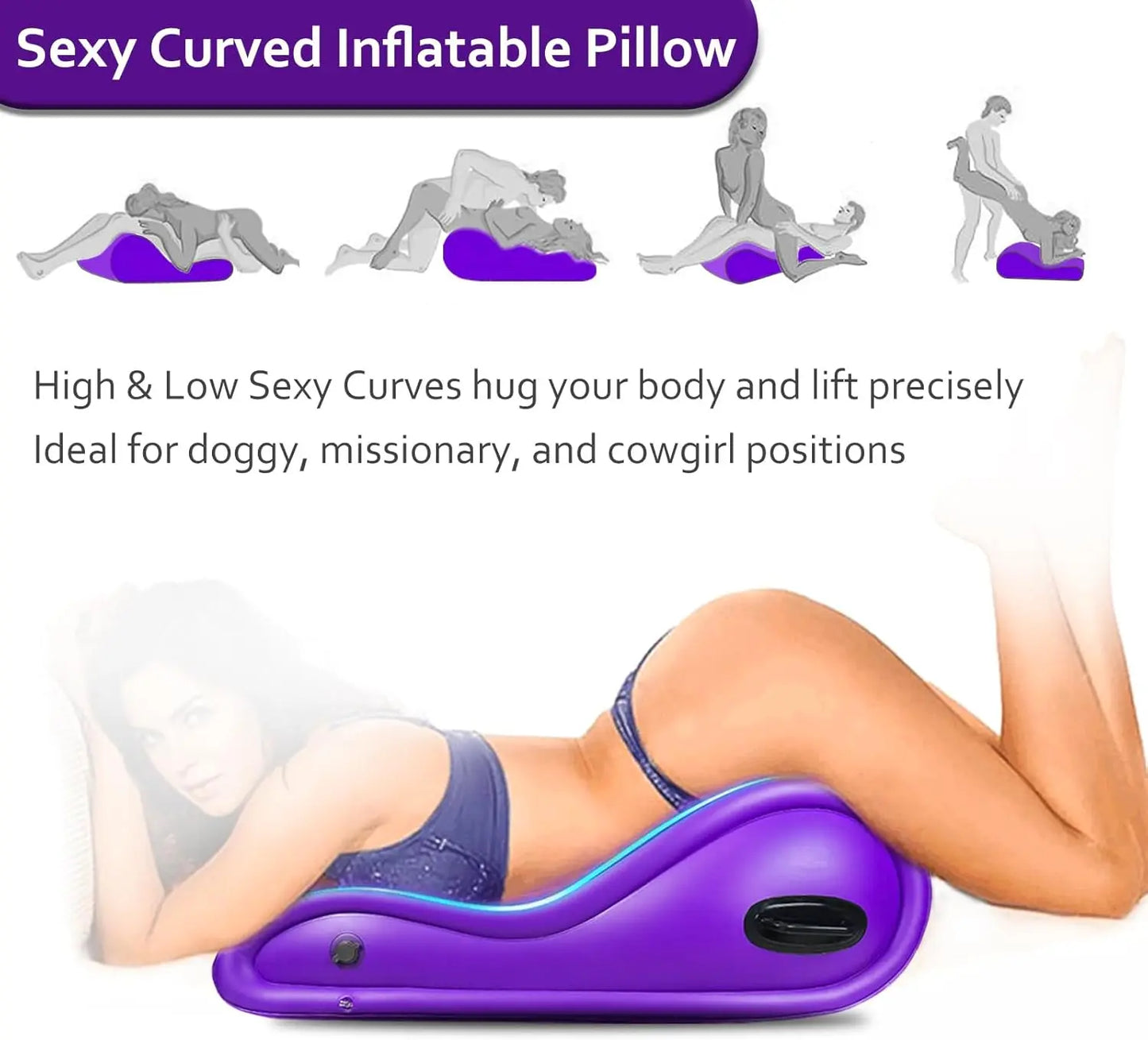 Sexy curvaceous sex pillows, sex toys, sex sofas are used for posture support. Couples' BDSM with handles bedroom sex furniture.