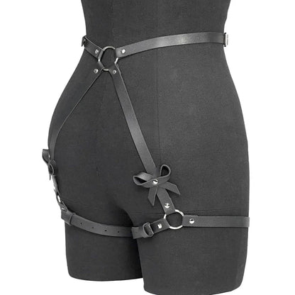 Arnés gótico BDSM de cuero sintético para glúteos y ligas, conjunto de lencería sexy para mujer, arnés de piernas para bondage corporal BDSM, conjuntos eróticos fetiche