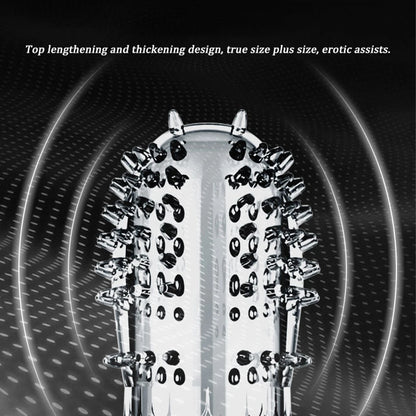 Condón Diente de Lobo Cristalino, Caja Individual, Gran Partícula, Funda para Pene, Anillo Extensor Reutilizable para Pene, Condones Eróticos para Hombres