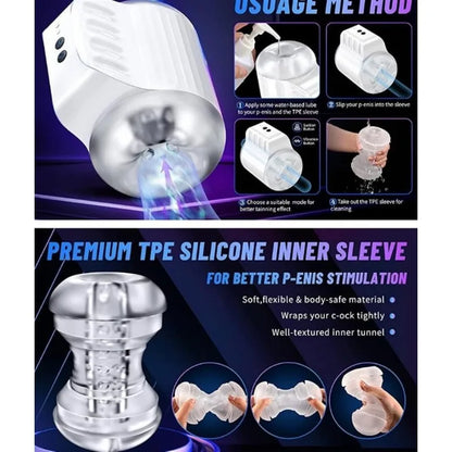 Sexspielzeug für Männer Männliche Masturbation realistische Vagina, rotierendes Muster der Penisstimulation Oralsexmaschine Sexspielzeug für Erwachsene