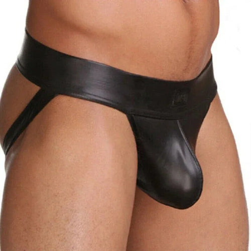 Lencería sexy para hombre, tangas de cuero sintético, suspensorio, tanga, ropa interior erótica, ropa interior masculina atractiva.
