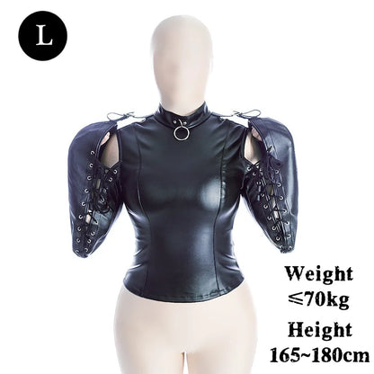 Disfraces sexys de bondage BDSM para adultos con camisola de cuero sintético para la parte superior del cuerpo, para parejas, juegos de rol de esclavos, juguetes sexuales.