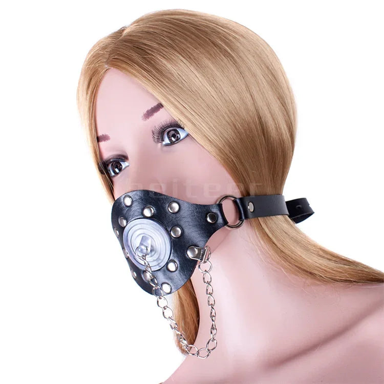 BDSM Schwarzer Mundknebel mit Deckel Sklave Erotikspiel für Erwachsene Erotisches Sexspielzeug Bettfesseln Sexprodukte für Paare SM-Spielzeug