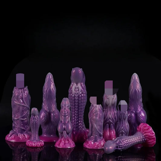 Fantasy Alien Dildo for Women 8 Models Mixed Color Liquid Silicone Anal Plug Realistic Design for Deep Vaginal or Anal Play