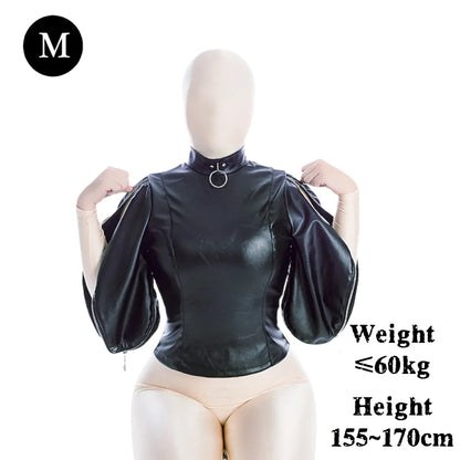 Disfraces sexys de bondage BDSM para adultos con camisola de cuero sintético para la parte superior del cuerpo, para parejas, juegos de rol de esclavos, juguetes sexuales.