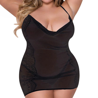 Große Größe Sexy Nachthemd Sex Anzug Spitze Perspektive Fett Sexy Sex Unterwäsche Sexy Dessous Sex Tols für Mädchen Plus Größe Dessous