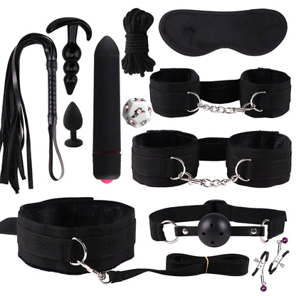 BDSM Sexy Kits Plüsch Sex Bondage Gear Handschellen Sex Spiele Peitsche Knebel Spielzeug für Erwachsene Exotisches Zubehör Sexspielzeug für Paarzubehör