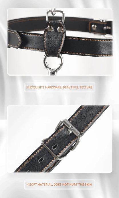 Juego de ganchos anales de cuero BDSM, posición de asistencia sexual, sujeción con gancho de metal, esposas con tapón bucal y cinturón, juguetes sexuales para adultos