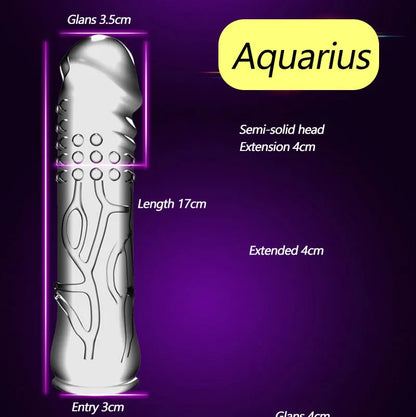 Condón Diente de Lobo Cristalino, Caja Individual, Gran Partícula, Funda para Pene, Anillo Extensor Reutilizable para Pene, Condones Eróticos para Hombres