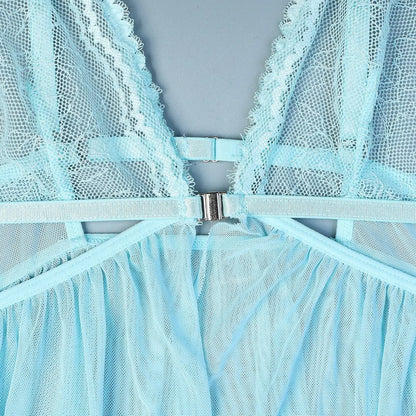Lencería sexy para mujer, ropa interior erótica transparente, camisón con tanga, ropa de dormir