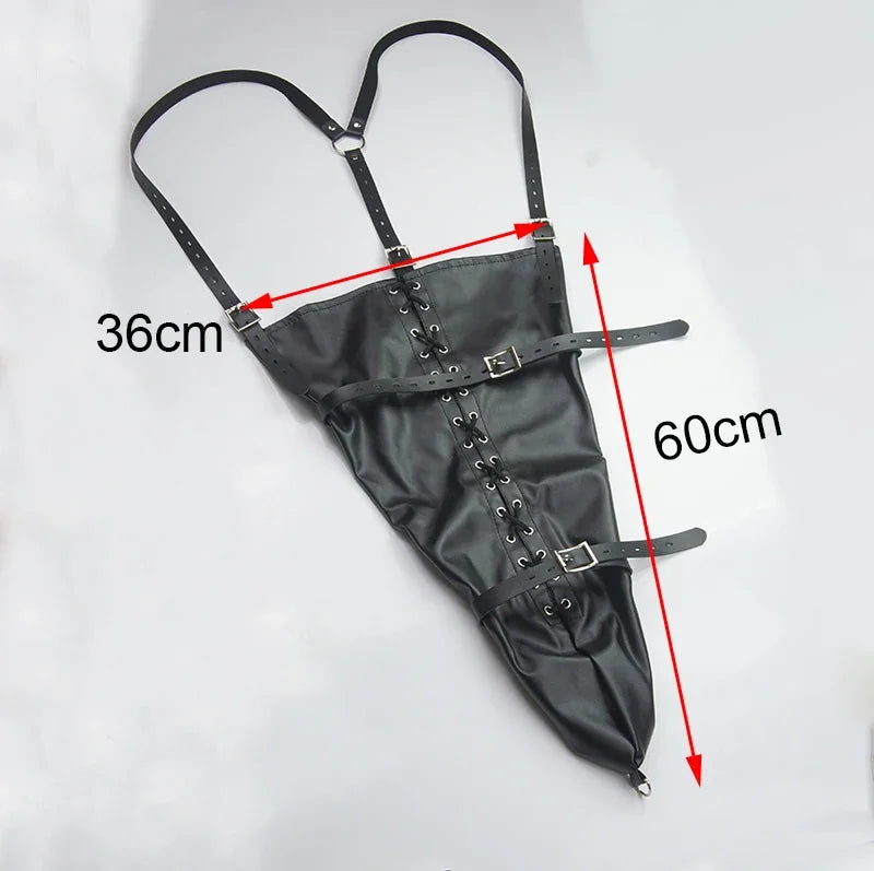 Camisa de fuerza BDSM / Brazalete, Brazalete de cuero de lujo, Guantes de bondage para la espalda, Juguetes sexuales para parejas, Sex Shop