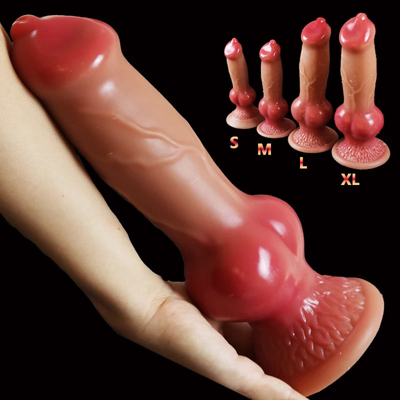 Consolador de perro/consolador enorme de animal realista con ventosa, tapón anal grande, pene gigante monstruoso, suministros para adultos para hombres y mujeres