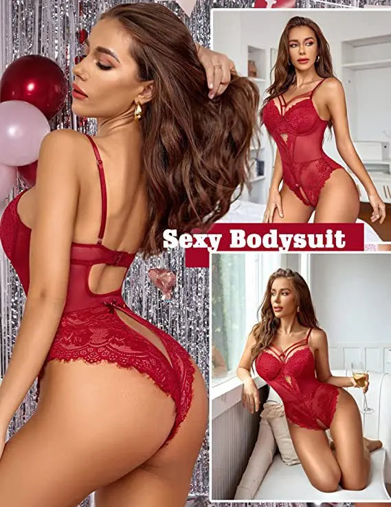 2025 Damenunterwäsche Sexy Damenunterwäsche Ganze Bodys Erotische Dessous Frau Ensemble Lingeries Femmes Erdbeere Vs Neu