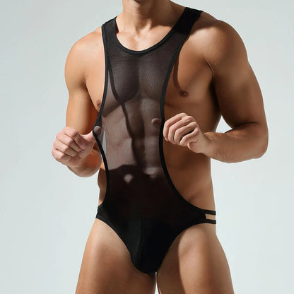 Sexy Männer Unterwäsche T-Back Bodysuit Jumpsuit Stretch Nylon Man Harness Herren Tangas Jockstrap Sissy Tanga Hombre Slip Dessous