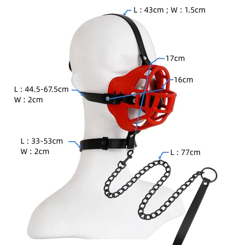 BDSM-Gesichtsmaske aus hohlem Netzgewebe mit offenem Mund und Ballknebel für Fetisch-Sklaven für Paare, Spiele für Erwachsene, Bondage-Fesseln, Cosplay-Sexspielzeug