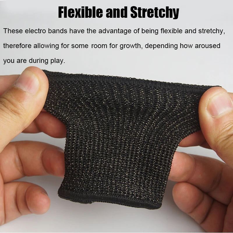 BDSM Elektroschock Leitfähige Faser Penishülle E-Stim Hodensackringe Elektrisches Spiel Penistherapie Vergrößerung Männliche Sexprodukte