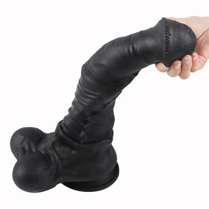 Consolador realista de caballo grande y suave, color negro, talla XXL, largo, para mujeres, adultos, juguete sexual para parejas, pene de silicona.