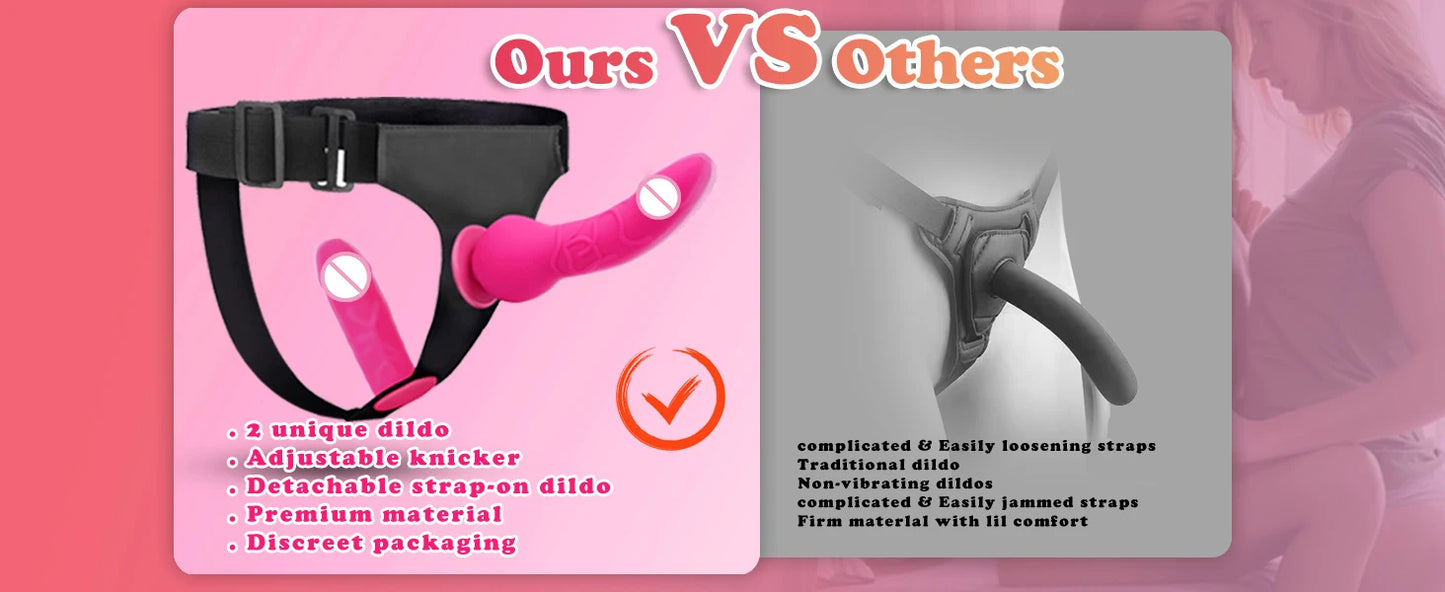 Double Strapon Dildo Dual Penetration Penis with Belt,Sexual Harness with Double Penis for Adults,Sexy You for Women Lesbian