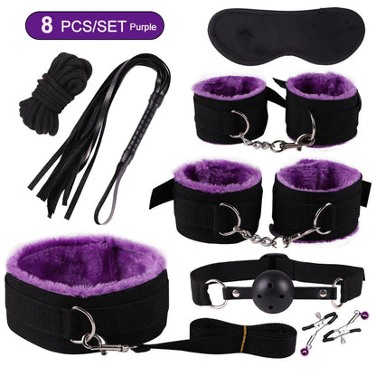 BDSM Sexy Kits Plüsch Sex Bondage Gear Handschellen Sex Spiele Peitsche Knebel Spielzeug für Erwachsene Exotisches Zubehör Sexspielzeug für Paarzubehör